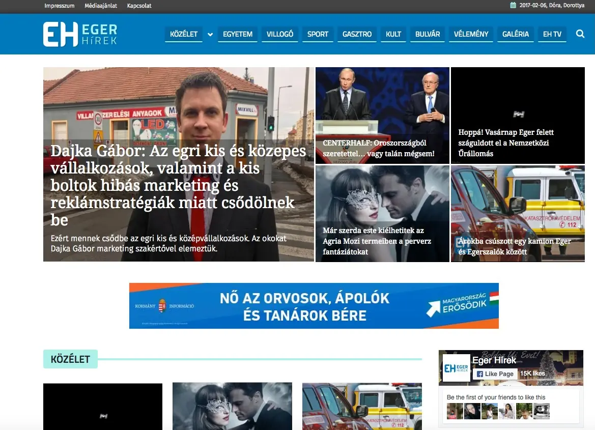 Médiamegjelenés az Eger Hírekben